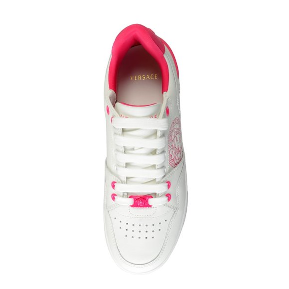 Versace Women\'s Medusa Logo Pink & White Leather Sneakers Shoes US 8 IT 38